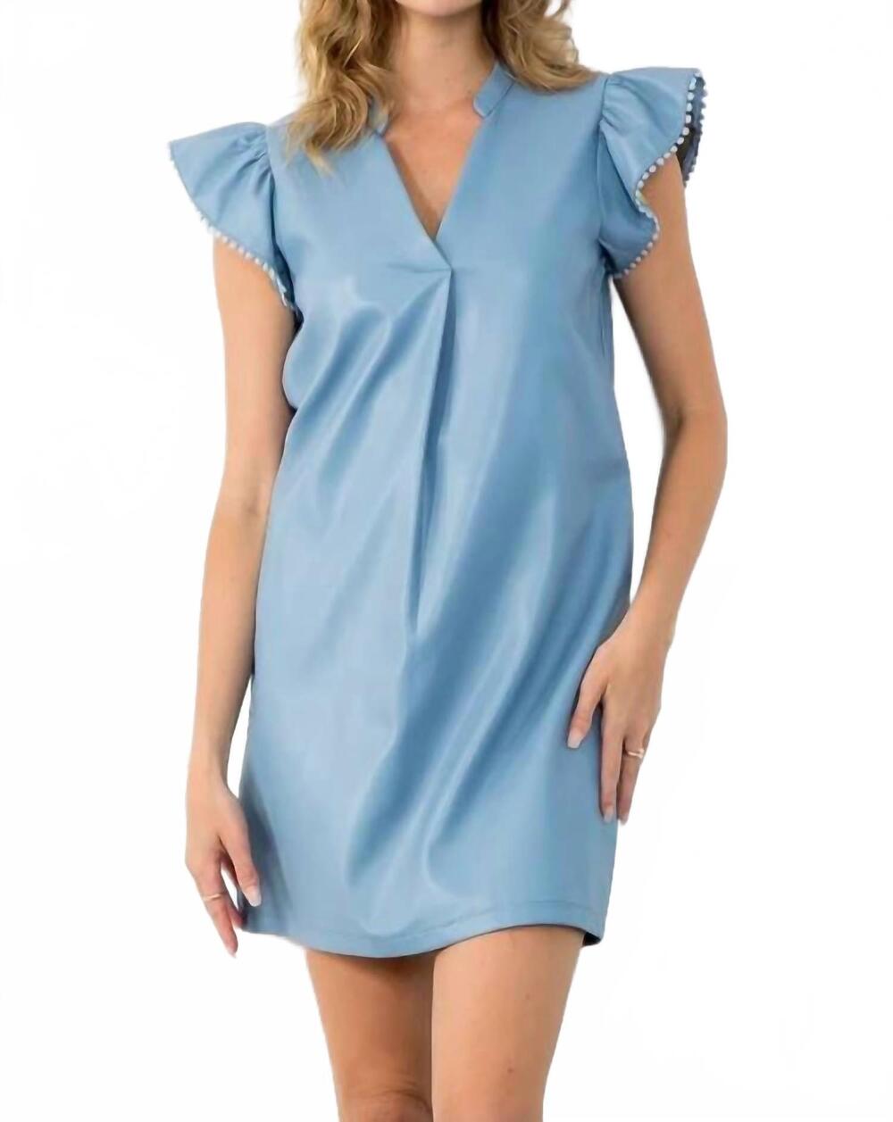 NEW THML v-neck leather dress in blue